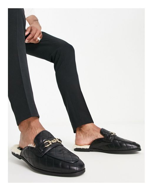 ASOS Backless Loafers Mule With Quilting Detail in Black for Men Lyst