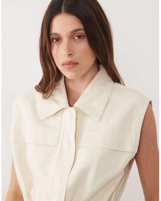 Mango Natural Aria 100% Cotton Cinched Waist Vest Co-ord