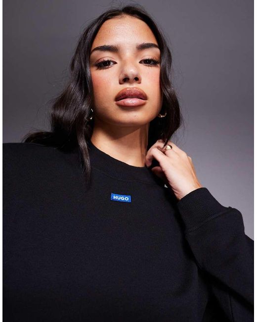 Sudadera Negra Con Logo En La Parte Central Del Pecho Delessa De HUGO de color Blue