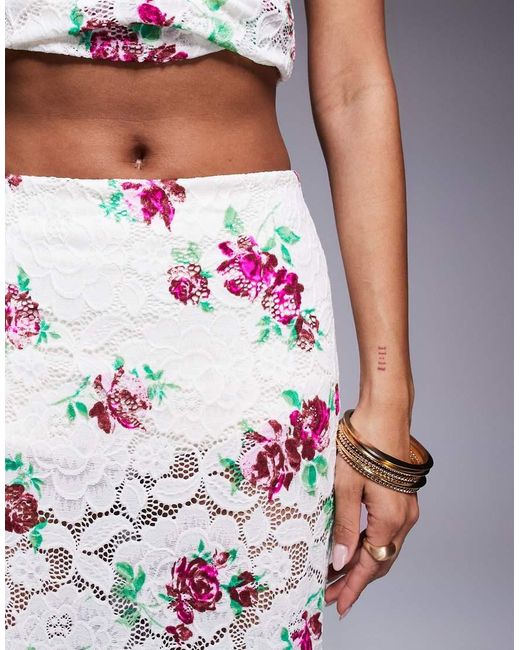 AFRM Gray Crochet Lace Maxi Skirt