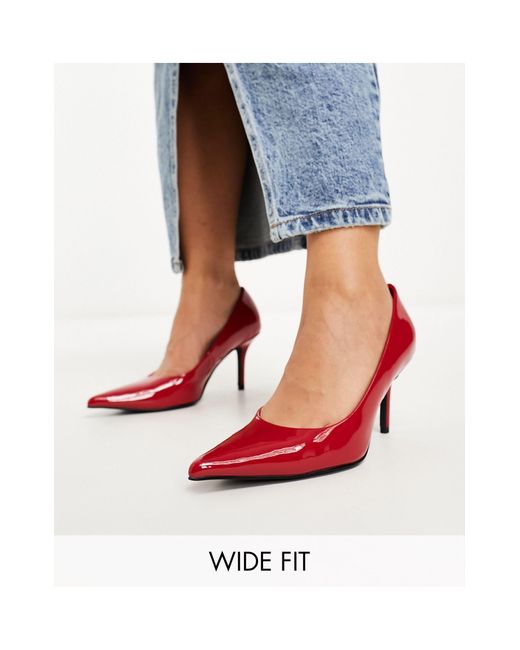 Wide fit red court shoes cheap