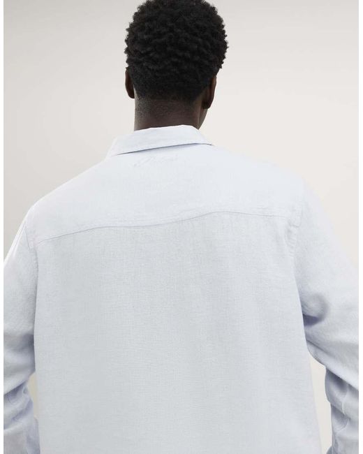 River Island White Regular Fit Linen Blend Shirt for men