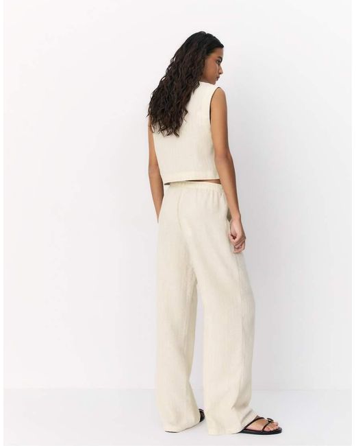 Stradivarius Natural Flowing Metallic Thread Trousers