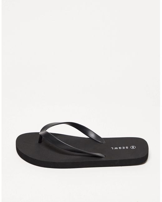 SEQWL Black Mamun Thong Flip Flops for men