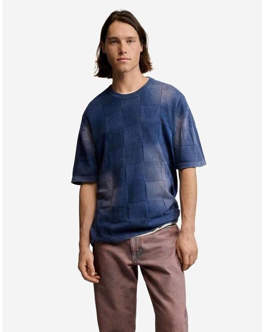 Desigual Blue Washed-Effect T-Shirt for men