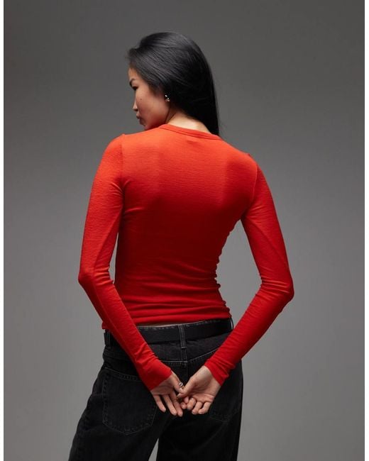 Top A Maniche Lunghe Semitrasparente di ARKET in Red