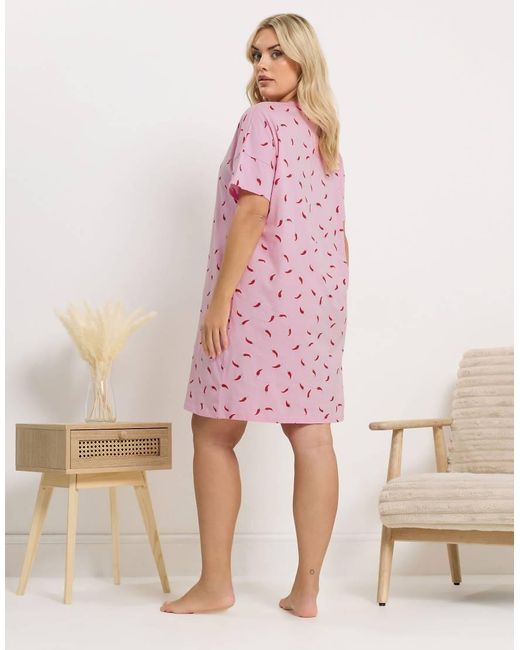 Yours Clothing Pink Chilli Sleep Tee Nightdress