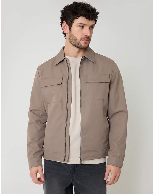 Threadbare Brown Showerproof Lightweight Zip Up Jacket for men