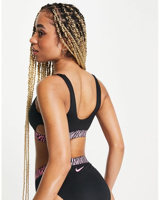 Nike Animal Tape Bikini Top in Black 
