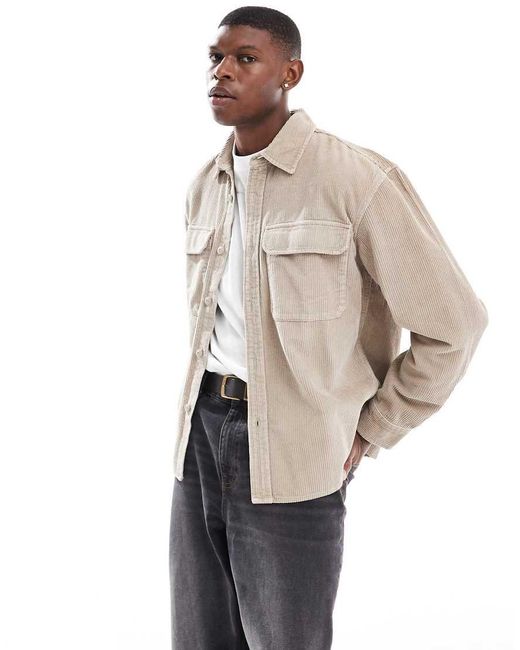 Pull&Bear Corduroy Overhemd in het White voor heren
