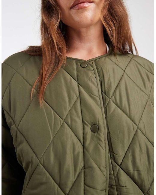 Pieces Plus Green Pieces Curve Quilted Lightweight Jacket