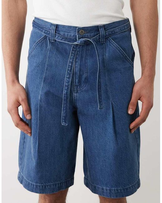 ASOS Blue Loose Denim Jorts for men