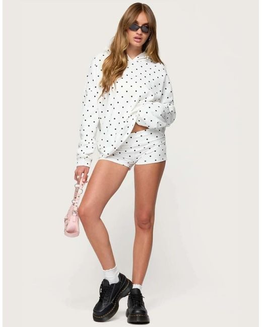 Edikted White Chelsie Polka Dot Hoodie