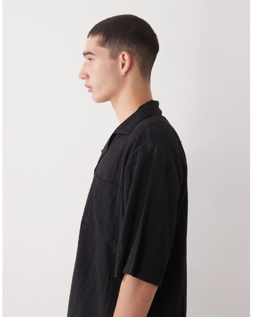 Collusion – strukturiertes hemd aus webstoff in Black für Herren