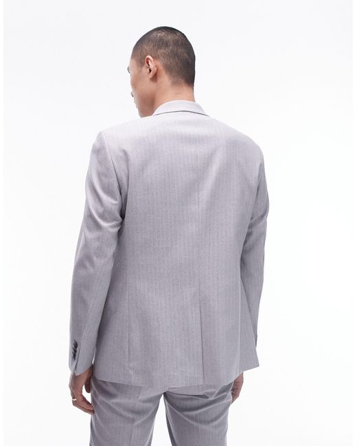 Topman Gray Herringbone Suit Jacket for men