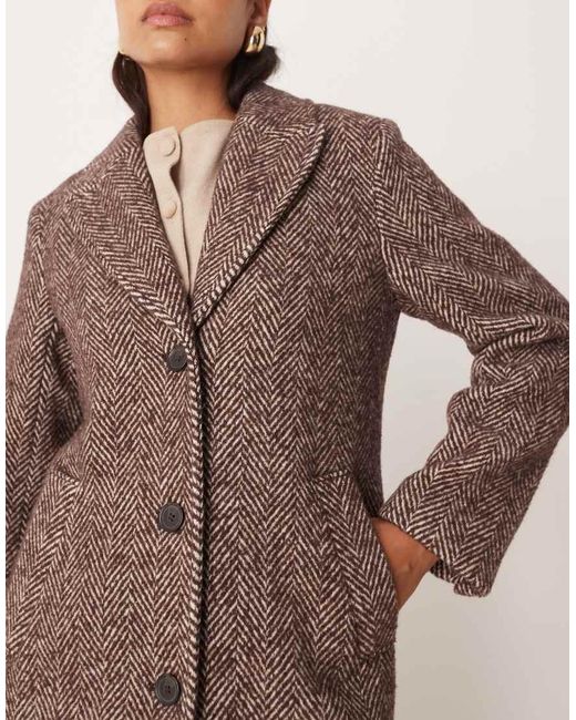 Abercrombie & Fitch Elegante Jas Van Wolmix Met Visgraatmotief in het Brown