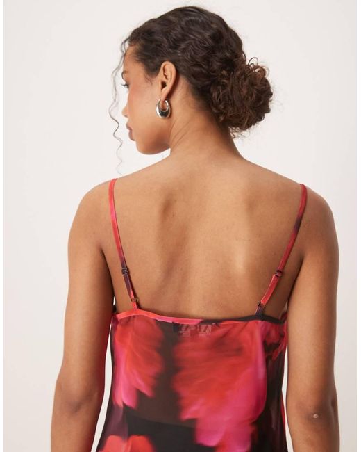 Aray Red Blur Floral Print Beach Maxi Dress