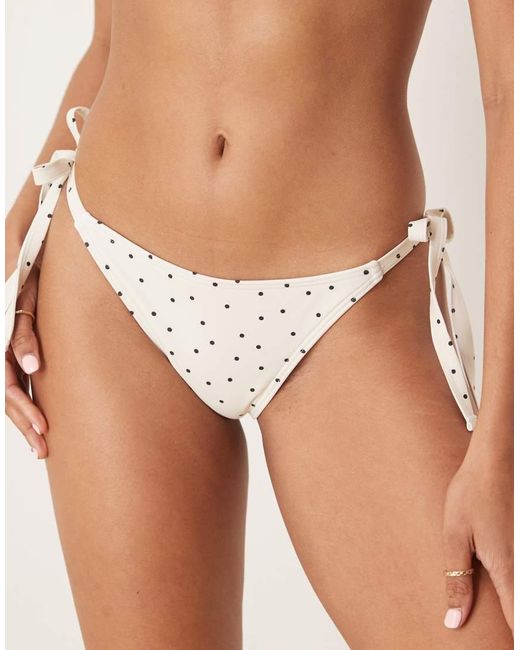 Peek & Beau Natural Mini Polka Dot Tie Side Bikini Bottoms