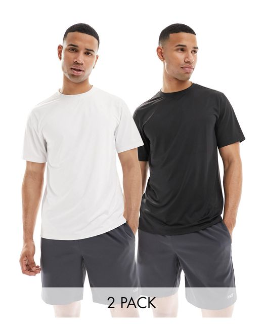 ASOS 4505 – icon – 2er-pack schnelltrocknende sport-t-shirts in Black für Herren
