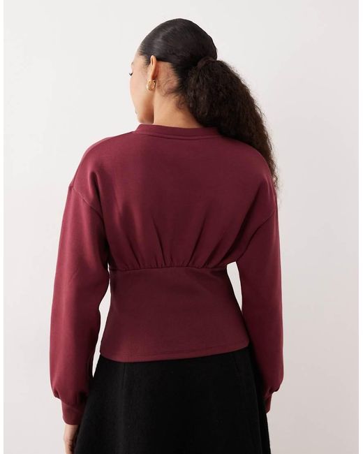 ASOS Red Cinched Button Through Sweatshirt