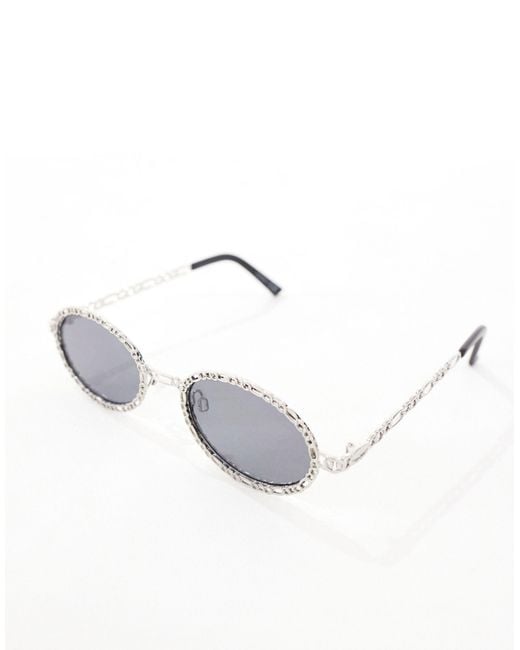 ASOS Blue 90's Oval Sunglasses With Chain Link Detail for men