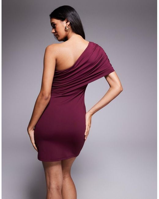 ASOS Purple One Shoulder Draped Mini Dress