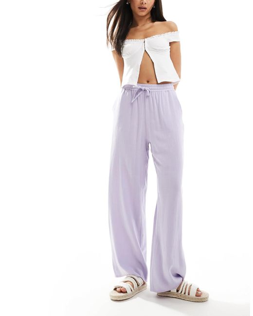 Pantalon large à enfiler en lin mélangé - lilas Miss Selfridge en coloris Purple