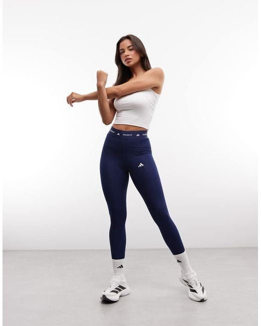 Adidas Originals Blue Adidas Training Techfit 7/8 Leggings