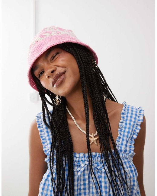 Collusion Pink Crochet Bucket Hat