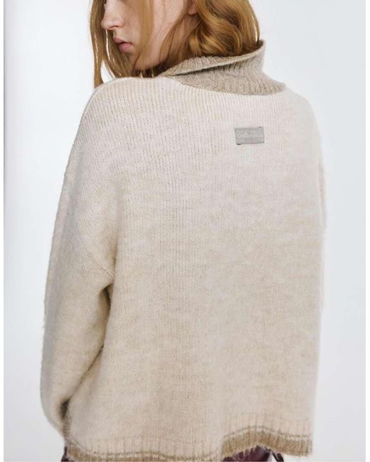 Pull&Bear White Polo Collar Sweater