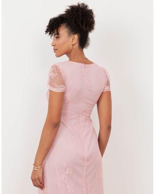 Maya Pink Lace V Neck Maxi Dress