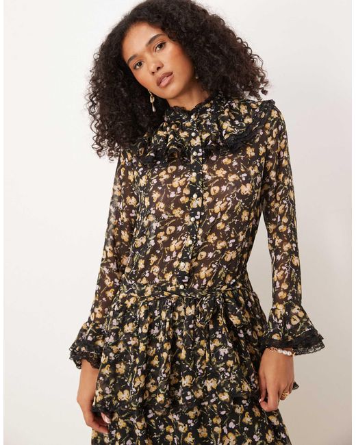 Sister Jane Natural Windswept Chiffon Maxi Dress