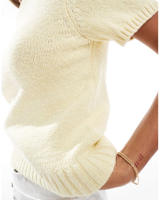 Abercrombie & Fitch White Knitted Textured T-shirt