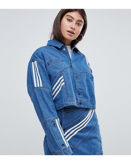Adidas Originals Blue X Danielle Cathari Diagonal Side Stripe Denim Jacket