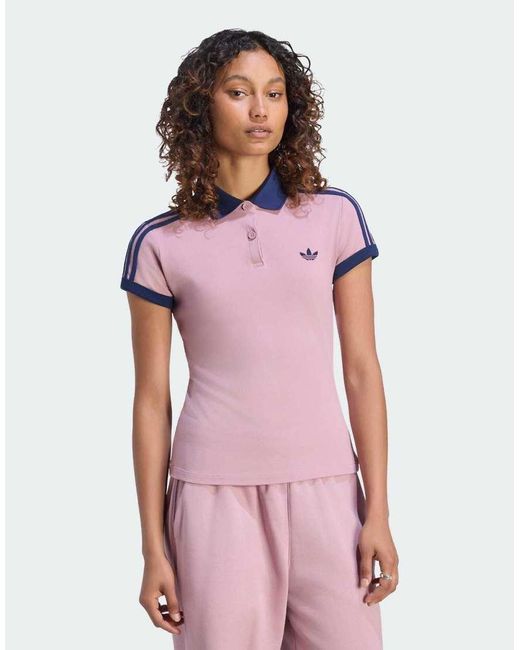 Adidas Originals Pink 3-Stripes Polo