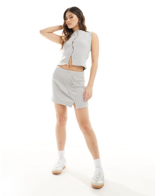 ASOS White Rib Mini Skirt Co Ord