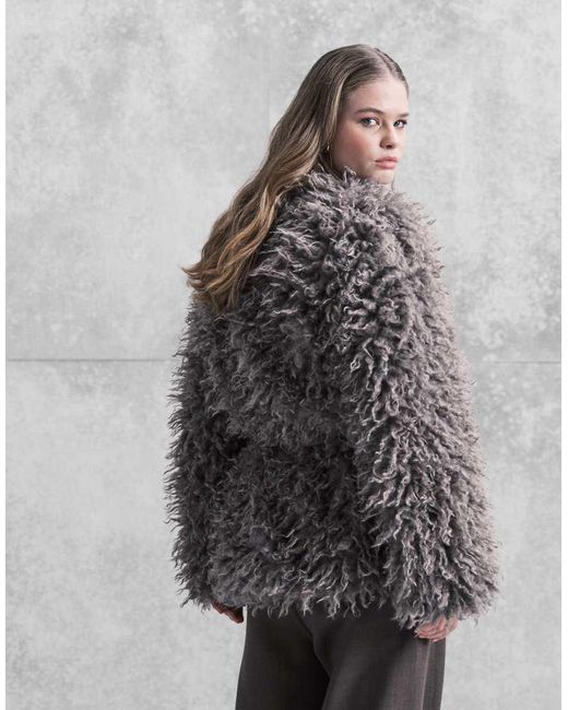 ONLY Gray Belt Detail shaggy Jacket