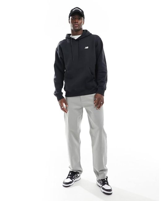 New Balance Black Small Logo Brushed Hoodie for men