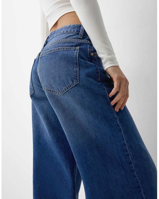 Bershka Blue Wide Leg Jeans