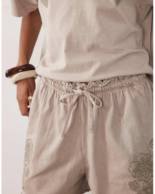Miss Selfridge Natural Embroidered Short Co-ord