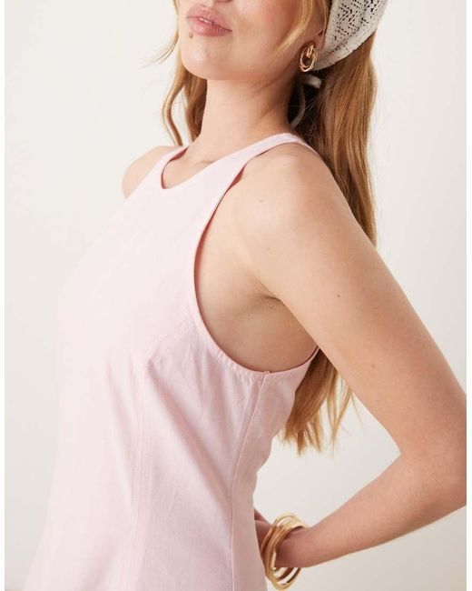 ASOS Midi Jurk Met Rechte Hals En Naden in het Pink