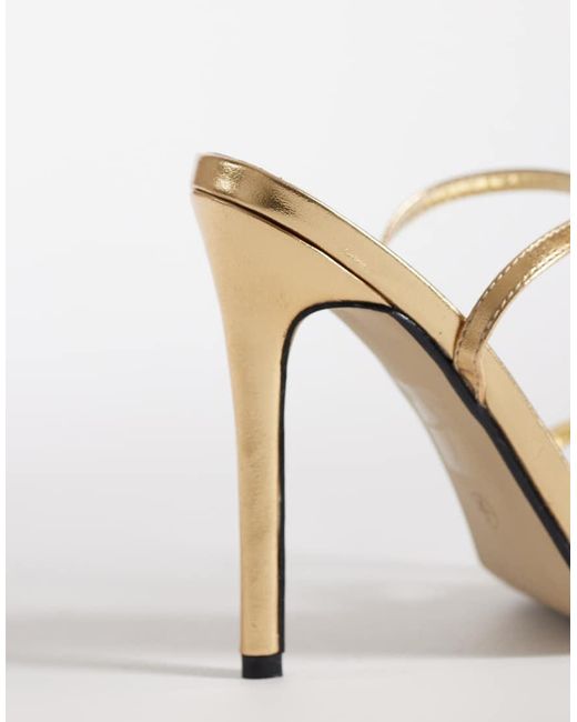 Kaiia White Exclusive 00s Strappy Heart Chain Detail Heeled Sandals