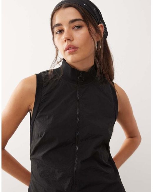 Collusion Black High Neck Tech Midi Dress