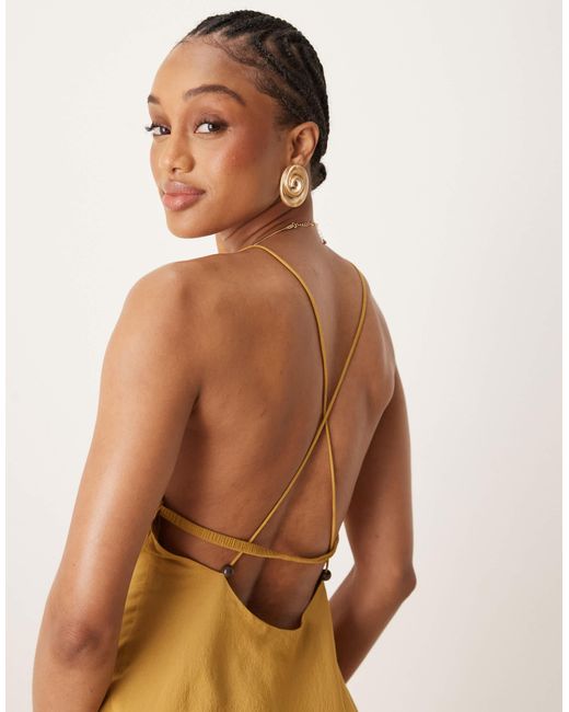 ASOS Metallic Asos Design Tall Cutout Panel Cami Maxi Dress With Bead Trim