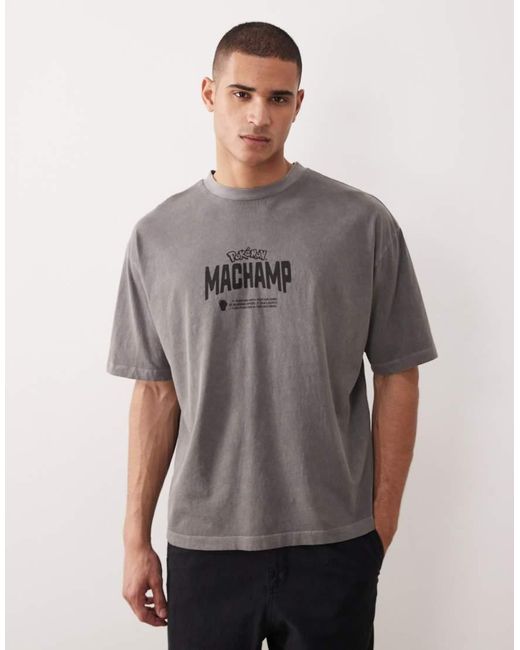 ASOS Gray Unisex Oversized T-shirt With Pokemon Print