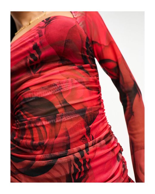 Aneira - vestito corto a maniche lunghe di AFRM in Red