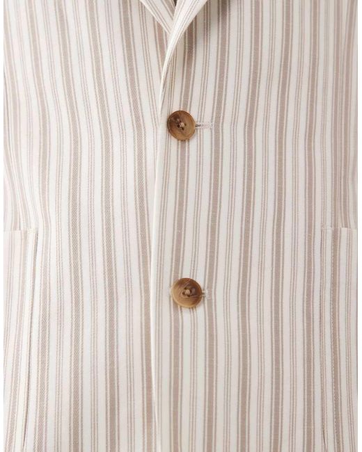 ASOS Natural Slim Linen Blend Suit Jacket for men