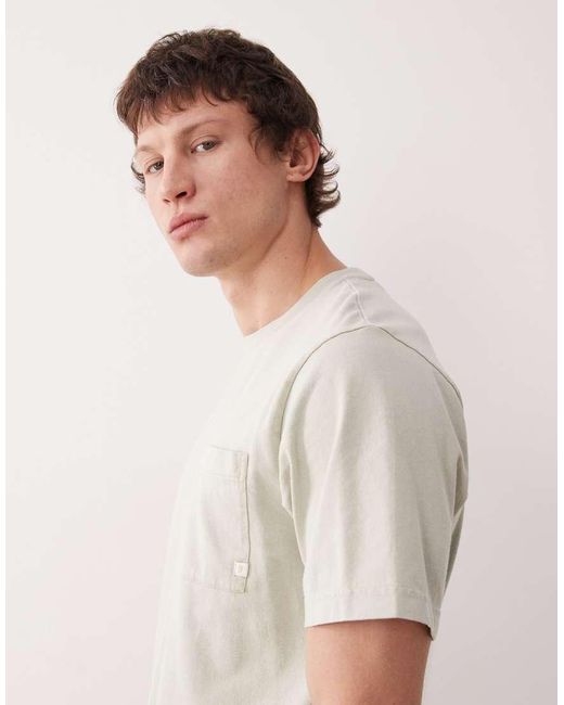 Farah Natural Stacy Short Sleeve Garment Dye Pocket Logo T-shirt for men