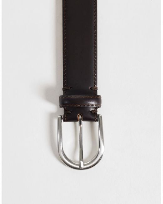 SELECTED White 100% Leather Belt for men