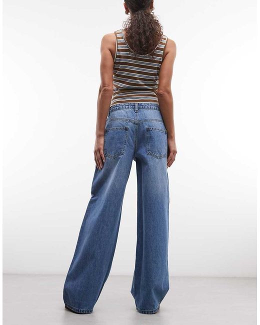 Daisy Street Blue Low Rise Sloughy Wide Leg Jeans